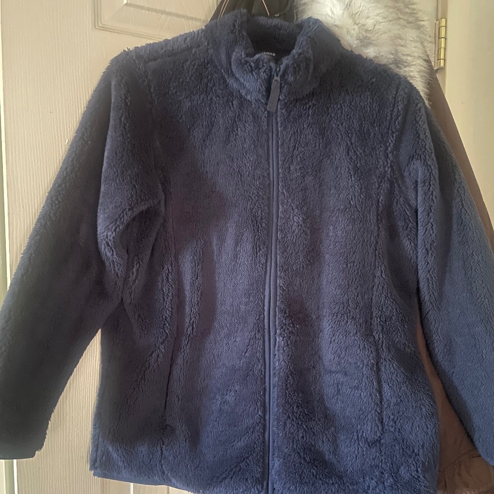 Quince Navy Blue Plush Zip-Up Kids Jacket
